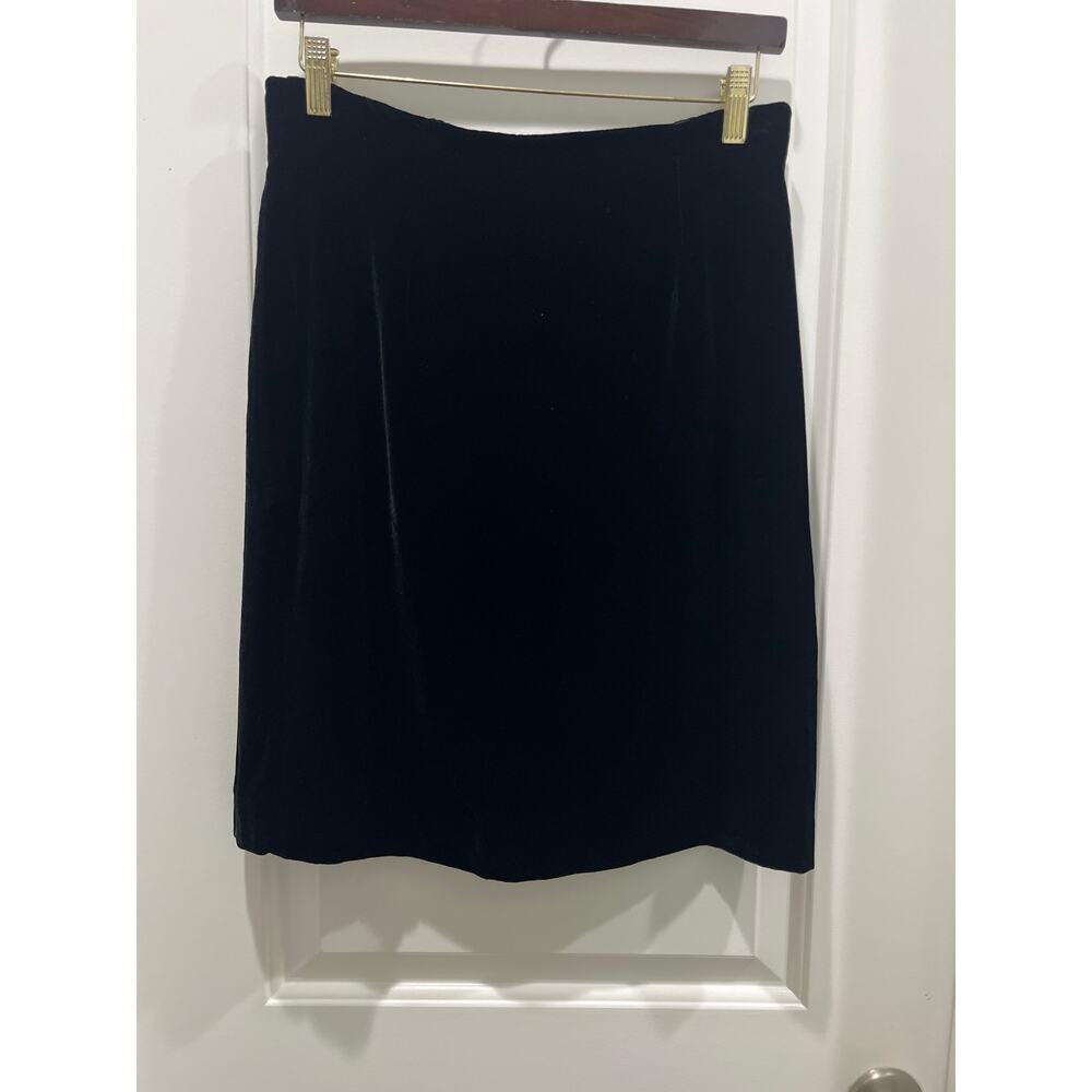 Ralph Lauren Vintage Black Velvet Knee Length Pencil Skirt Sz 10